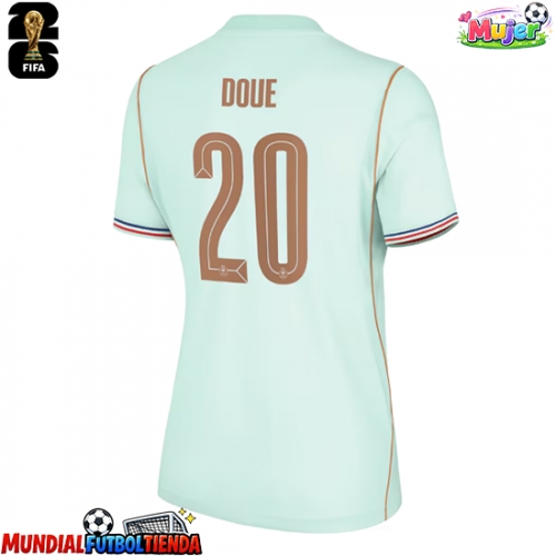Camiseta Francia Desire Doue #20 Segunda Equipación Replica Mundial 2026 para mujer mangas cortas